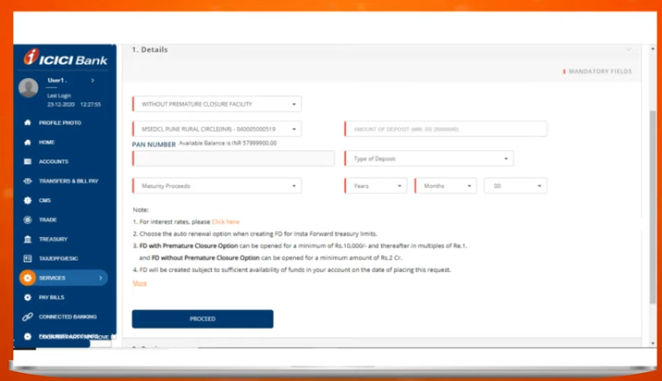Before - ICICI Legacy UI