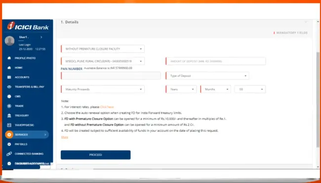 Before - ICICI Legacy UI