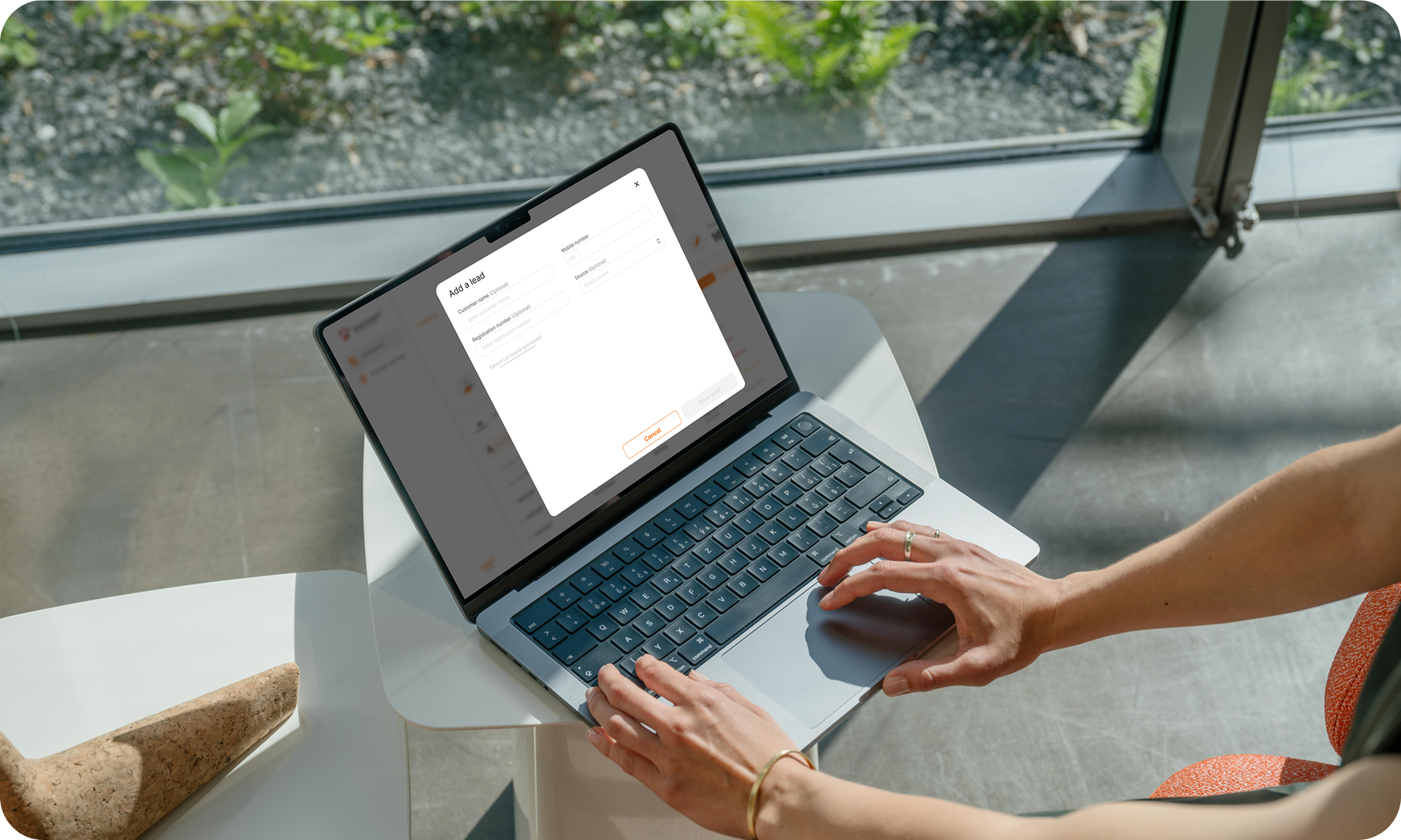 CRM interface mockup